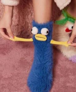 Coral velvet three-dimensional quirky socks