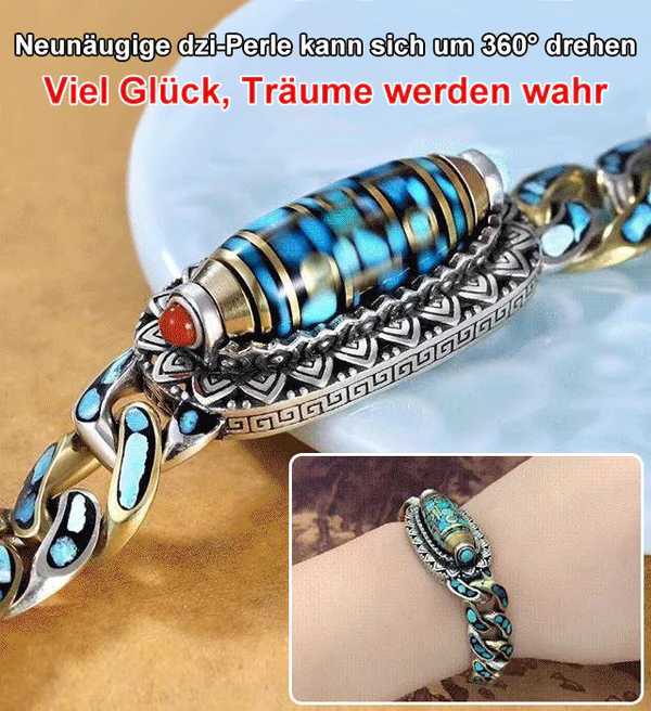 Türkises Sechs-Zeichen-Mantra-Neunäugiges Dzi-Perlenarmband - Image 3