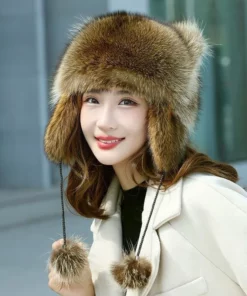 Cute Faux fur Raccoon Tail Parent-Child Plush Hat