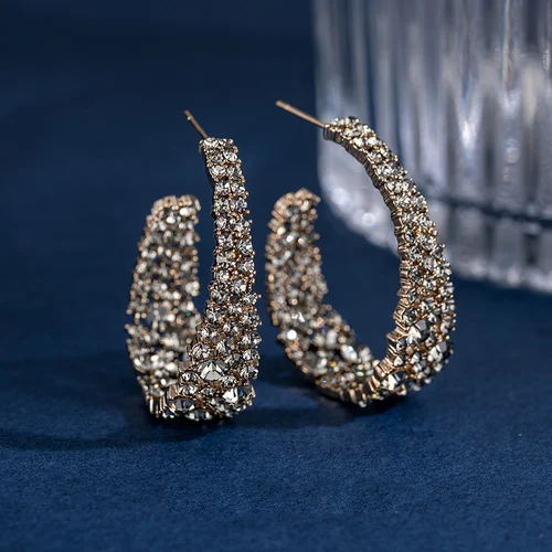 RETRO BAROQUE SPARKLING HOOP EARRINGS - Image 2
