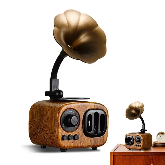 Retro Wooden Phonograph Bluetooth Speaker - Image 14