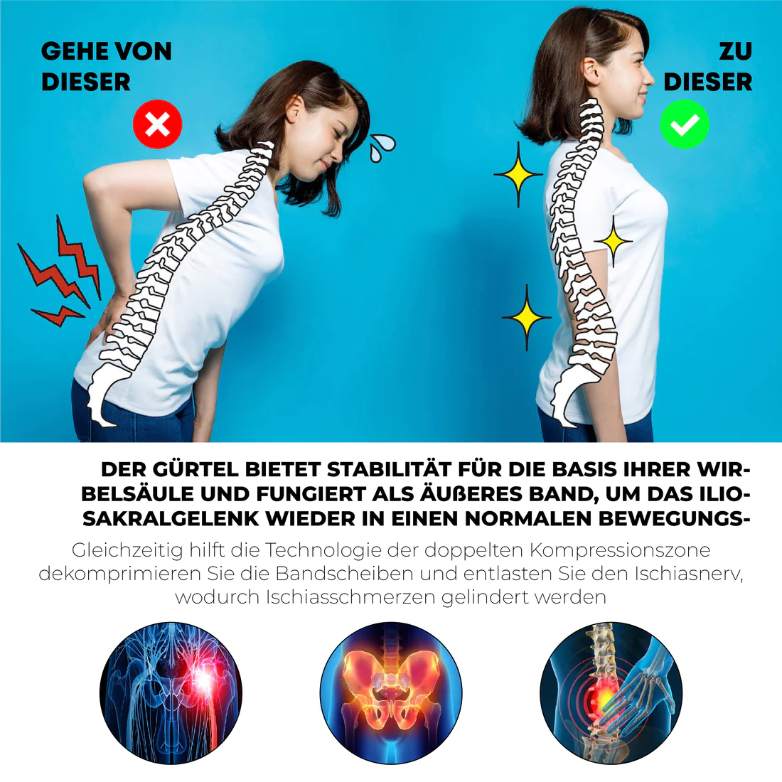 Ricpind ZurückSchmerz IschiasReliever Kompression Gürtel - Image 3
