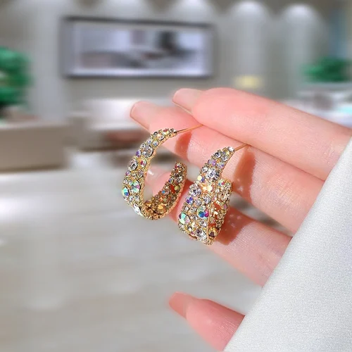 RETRO BAROQUE SPARKLING HOOP EARRINGS - Image 5