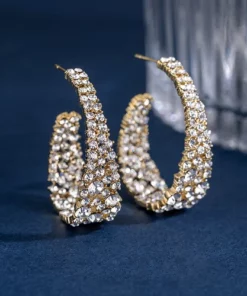 RETRO BAROQUE SPARKLING HOOP EARRINGS