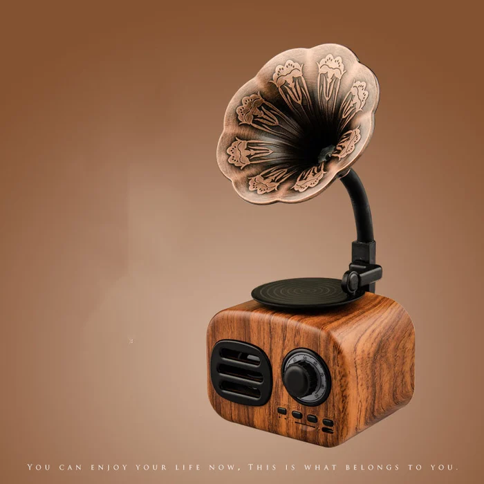 Retro Wooden Phonograph Bluetooth Speaker - Image 7