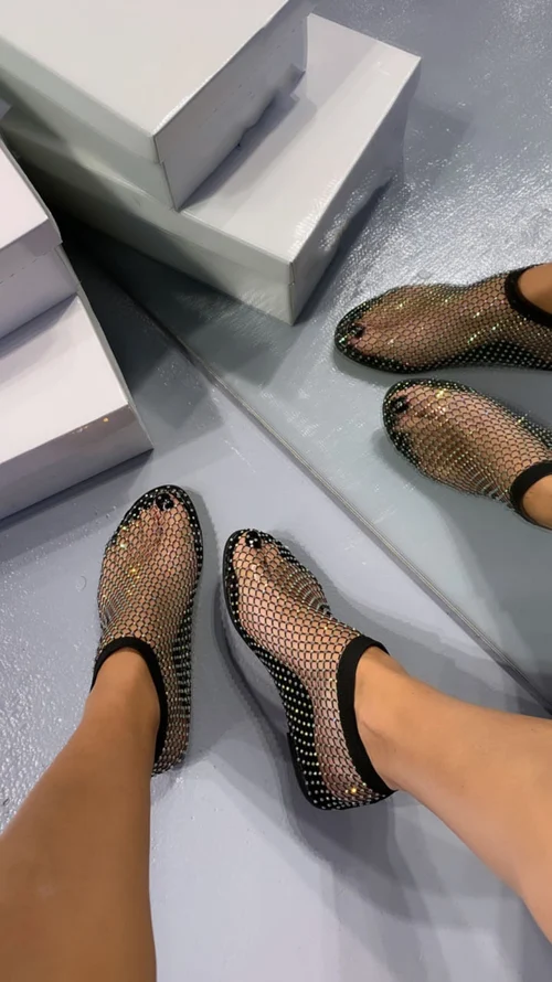 Ultra comfortable shiny gem mesh flats - Image 4