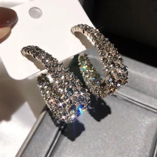 RETRO BAROQUE SPARKLING HOOP EARRINGS - Image 3