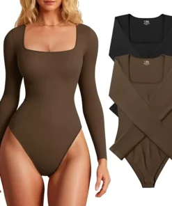 Womens One Piece Square Neck Short Sleeve Bodysuits