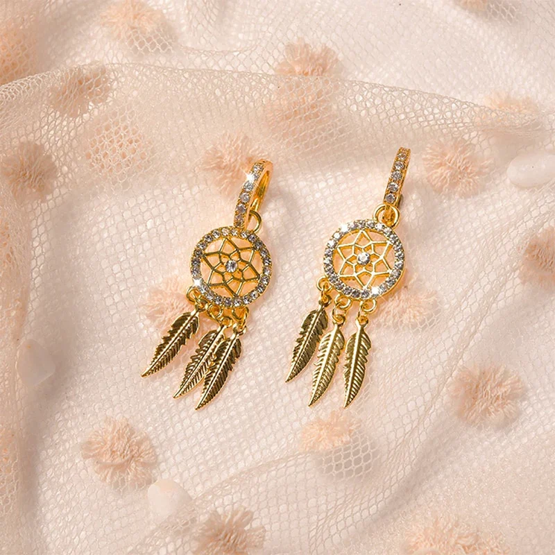 Dreamcatcher Golden Earrings - Image 9