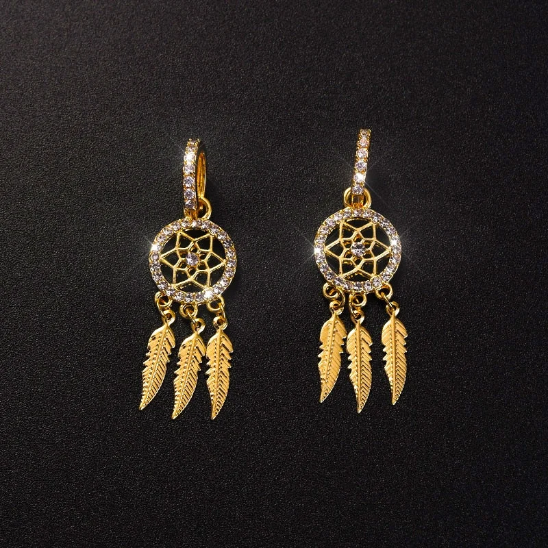 Dreamcatcher Golden Earrings - Image 3