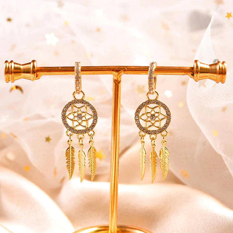 Dreamcatcher Golden Earrings - Image 7