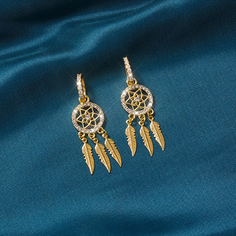 Dreamcatcher Golden Earrings - Image 2