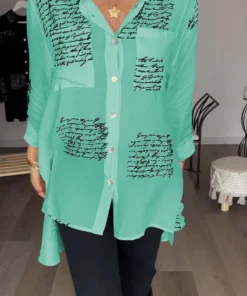 Letter Print Fashion Lapel Shirt