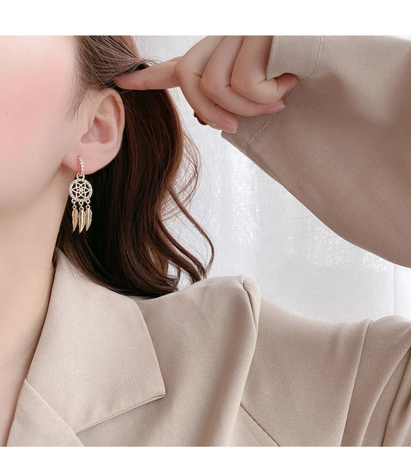 Dreamcatcher Golden Earrings - Image 5