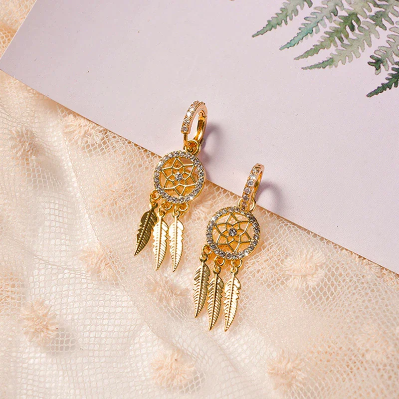 Dreamcatcher Golden Earrings - Image 4
