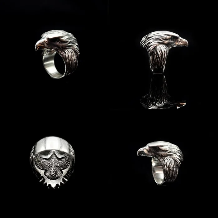 The eagle sterling silver ring -Biker ring - Image 7