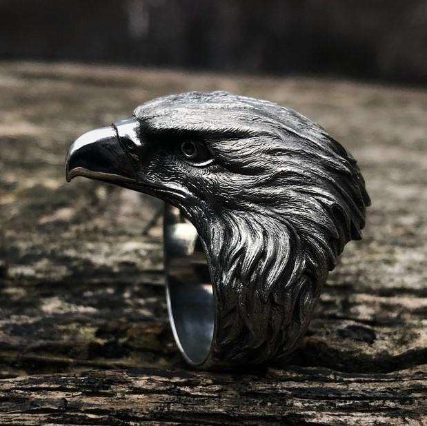 The eagle sterling silver ring -Biker ring - Image 3