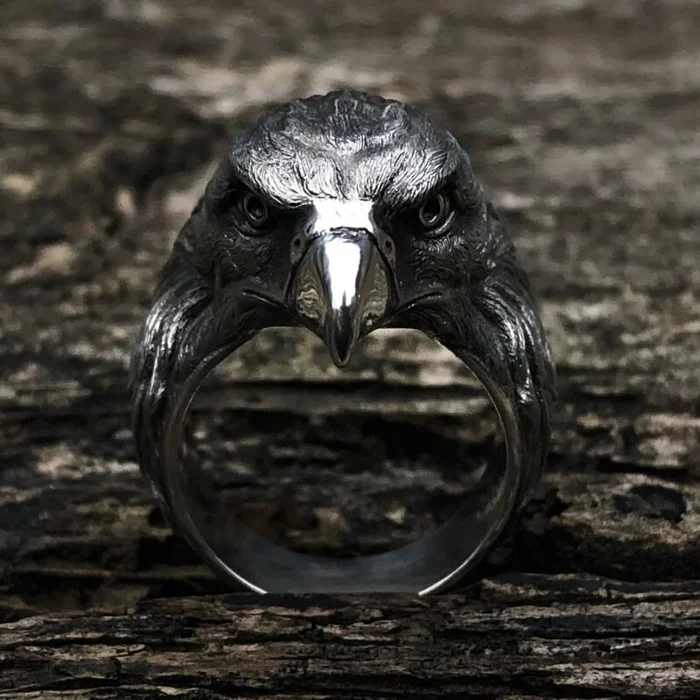 The eagle sterling silver ring -Biker ring - Image 6