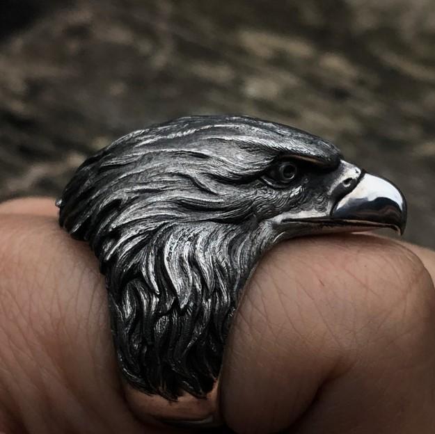 The eagle sterling silver ring -Biker ring - Image 2