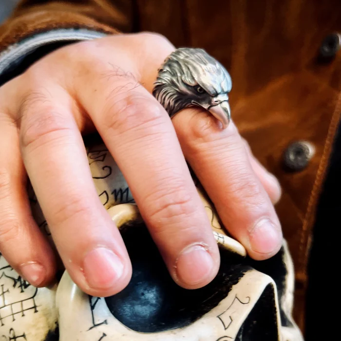 The eagle sterling silver ring -Biker ring - Image 4