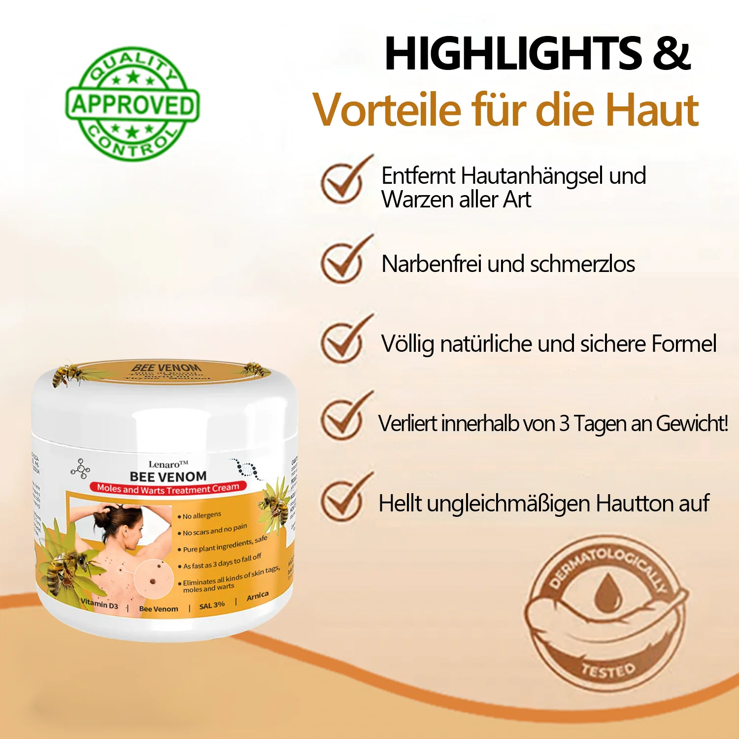 Lenaro™ Bienengift Maulwurf und Warze Behandlung Creme