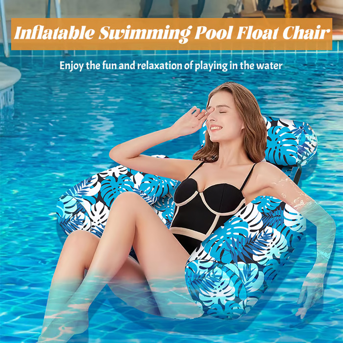 Inflatable Pool Lounger with Back Support
